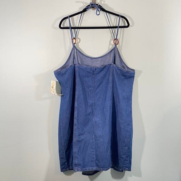 Vintage Alexandra Lee Women Blue Denim Spaghetti Strap Mini Dress Size 22 NWT - Picture 8 of 8